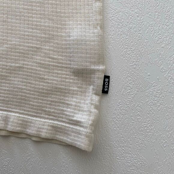 BOSS Hugo Boss Slim Fit Beige Mercersied Polo Shirt Size Large - Picture 5 of 7